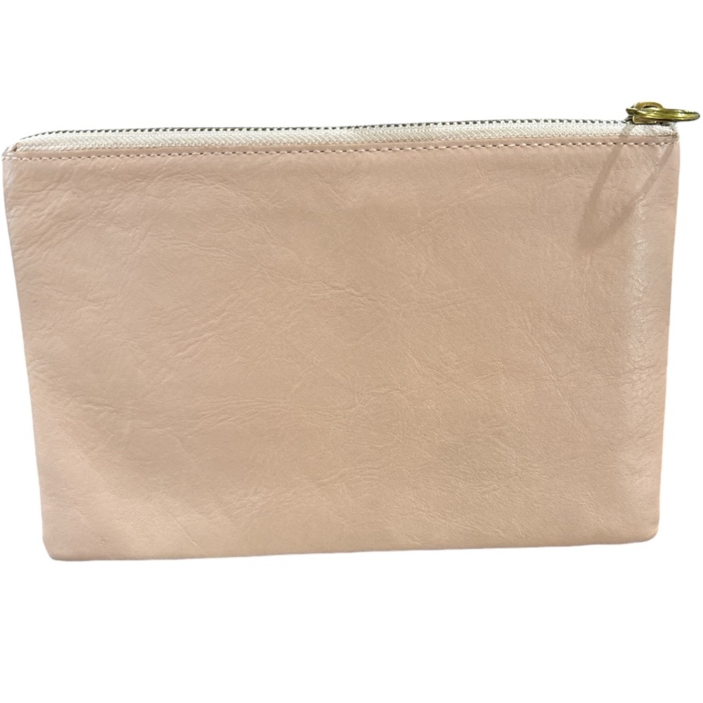 Madewell leather pouch clutch with card slots coin pouch zipper closure pink - Picture 4 of 7